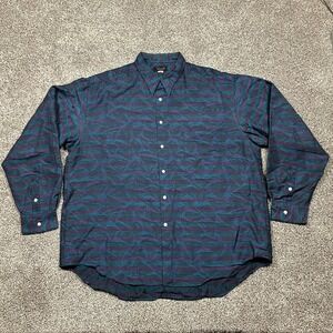 VINTAGE Yamato Shirt Mens Large Wool Blend Geometric Made in Japan Retro 80s